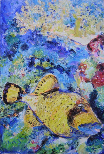Agnieszka Praxmayer  'Yellow Fish Petit', created in 2006, Original Pastel Oil.