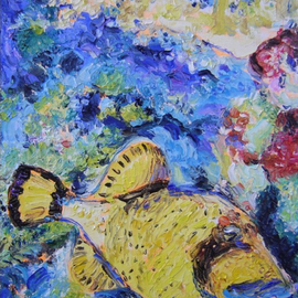 Agnieszka Praxmayer: 'Yellow fish petit', 2006 Oil Painting, Sea Life. Artist Description:   sea life / coral reef/ , fish / animals             ...