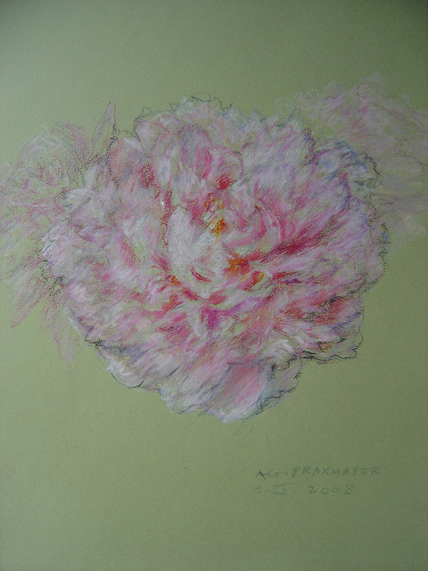 Artist Agnieszka Praxmayer. 'Pastel Pivoine Pink' Artwork Image, Created in 2008, Original Pastel Oil. #art #artist