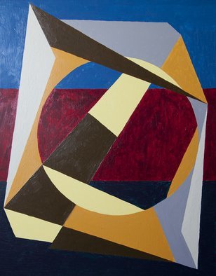 Anders Hingel: 'Circular abstraction', 2015 Giclee, Abstract.  Acrylic paint, gesso on canvasIt is printed on Canson Infinity Rag, 100 cotton museum grade white Fine Art paper or similar by ARKA Laboratoire, Parisyellow, brown, red, blue, abstract, geometrical, deconstruction...