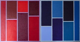 Anders Hingel: 'Monochromatic Composition Diptych', 2015 Giclee, Abstract.  It is printed on Canson Infinity Rag, 100 cotton museum grade white Fine Art paper or similar by ARKA Laboratoire, ParisGeometrical abstract acrylic painting, gesso on canvas.diptych, red, blue, geometric abstract, gesso, ...