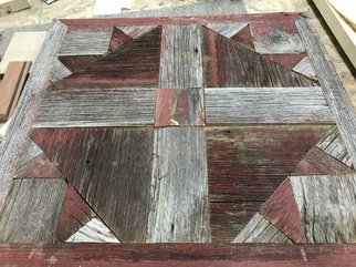 Allison Neaves: 'reclaimed', 2019 Woodworking Art, Americana. Reclaimed barn wood quilt made by hand with real barn wood.  The quilt is backed on 1 2 inch plywood.  The wood used in this quilt is 40 years old and is from North Carolina.  My inspiration is primitive Americana art and a love of old barns.  Price includes shipping ...