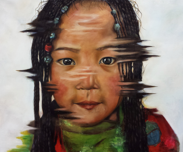 Wong Pun Kin  'Portrait Of Little Girl', created in 2014, Original Painting Oil.