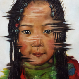 Wong Pun Kin: 'Portrait of Little girl', 2014 Oil Painting, Children. Artist Description:   Portrait of little girl, chinese little girl, oil painting,   ...