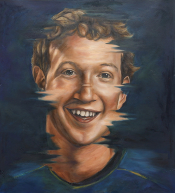 Wong Pun Kin  'Portrait Of Mark Zuckerburk', created in 2013, Original Painting Oil.