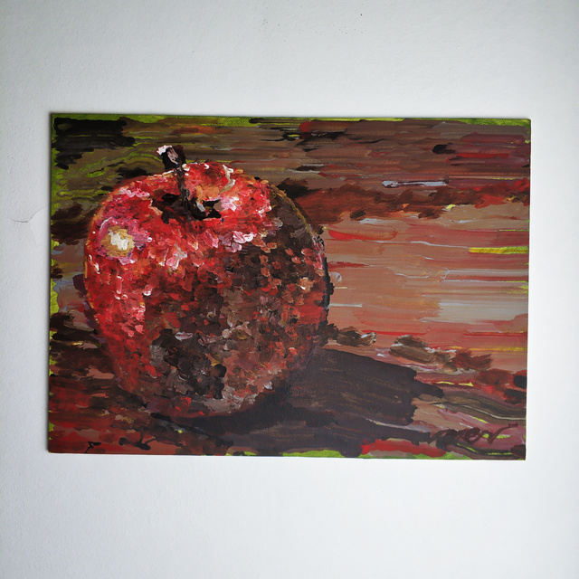 Artist Nikolay Gavrilin. 'Red Apple' Artwork Image, Created in 2021, Original Painting Acrylic. #art #artist