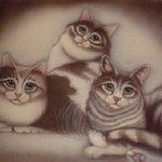 Freehand Airbrushed Cat Family, Can Yucel
