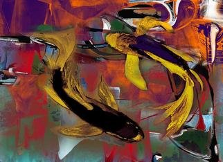 Airton Sobreira: 'Fullcolors Kois', 2013 Digital Painting, Fish.       original digigraph signed by airton sobreira on canvas      ...