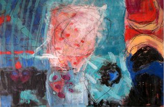 Annette Kearney: 'Untitled 2', 2010 Encaustic Painting, Abstract.   encaustic, painting, abstract, annette kearney, modern, contemporary, oil pastel, abstract expressionism, geometric, blue, red, white, colorful, wood panel, painted, art, modern art, wax painting, pigment sticks  ...