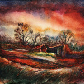 Red landscape By Ivan Serbezov