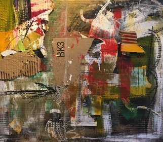 Angela Kirkner: 'How 2020 feels', 2020 Mixed Media, Abstract. Mixed on cardboard.  Acrylic, wood, paper, cardboard, pencil, pastel. ...
