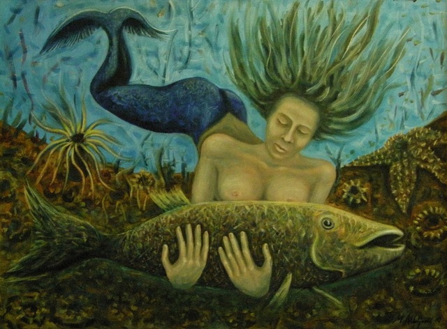 Artist Mile Albijanic. 'Mermaid Dreams' Artwork Image, Created in 2010, Original Drawing Ink. #art #artist