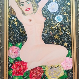 Carmen Alexandra Mocioaca: 'queen of hearts', 2017 Oil Painting, Erotic. Artist Description: original contemporary oil en canvas , will be featured en avarage art magazine and was exhibited in london , The brick lane galery , etc 5,700a,!...