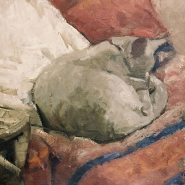 Alex Heyes Artwork Balthus II, 2014 Oil Painting, Cats
