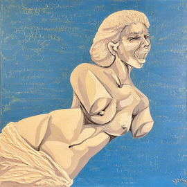 Sasha Zabaluev: 'Venus In The Fall', 2021 Acrylic Painting, Philosophy. Artist Description: Venus or Aphrodite from the island of Milos, so beloved by philosophers, artists and sculptors, did not escape the fate of any modern cult character and succumbed to hysterical discourse.  It is the one that reigns in today s world and reshapes it in its own way.  Succumbing ...