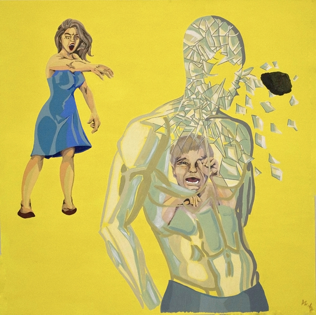 Sasha Zabaluev  'Throws A Stone At A Glass Man', created in 2020, Original Painting Acrylic.