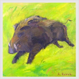 Alexandre  Rurua: 'colchian wild boar', 2011 Oil Painting, Wildlife. Artist Description: Colchian wild boar with sense of disobedience. ...
