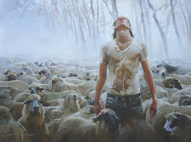 Alexey Chernigin  'Shepherd', created in 2015, Original Painting Oil.