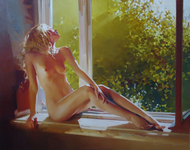 Artist Alexey Chernigin. 'Window To The Garden' Artwork Image, Created in 2013, Original Painting Oil. #art #artist