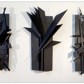 Alexey Klimov: 'TRIPTYCH', 2015 Steel Sculpture, Abstract. Artist Description:        This welded steel triple- piece wall sculpture is obviously a triptych: it has a commanding center panel, which strongly unites the whole group creating, what I call, asymmetrical symmetry. In fact, all components here are totally different and just the overall composition is symmetrical. This triptych blends harmoniously ...