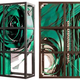 Alexey Klimov: 'past continuous in green', 2009 Steel Sculpture, Abstract. Artist Description: This collection of 4 wall sculptures reflects my fascination with the timeless nature of most visually captivating architectural detail of the ancient past graduating into contemporary Post- Modern. This is where the name 