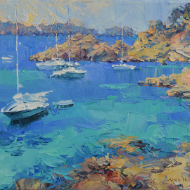 Alex Hook Krioutchkov Artwork Cala Fornels III, 2015 Oil Painting, Seascape