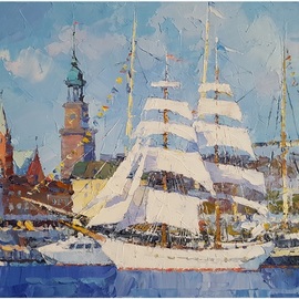 Alex Hook Krioutchkov: 'hamburg xii', 2019 Oil Painting, Cityscape. Artist Description: Painting.  Oil on canvas. 33x24x2cm.  One of a kind.  Signed.  Painted borders.  No frame is required.  This work will ship flat in a sturdy, well- protected cardboard box. ...