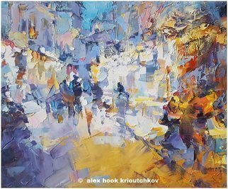 Alex Hook Krioutchkov: 'montmartre at night iii', 2017 Oil Painting, Cityscape. Painting.  Oil on canvas. 27x22x2cm.  One of a kind.  Signed.  Painted borders.  No frame is required.  This work will ship flat in a sturdy, well- protected cardboard box. ...
