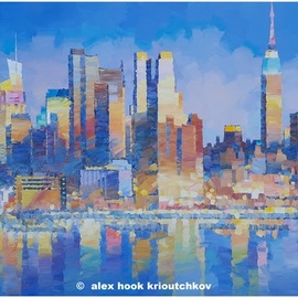 Alex Hook Krioutchkov: 'new york xxix', 2021 Oil Painting, Cityscape. Artist Description: Painting.  Oil on canvas.  146x89x2cm.  One of a kind.  Signed.Painted bordersNo frame is requiredPainting will be send UNMOUNTED in a tube, as a rolled canvas with stretchers. ...