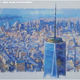 Alex Hook Krioutchkov: 'new york xxvii', 2022 Oil Painting, Architecture. Artist Description: Painting. Oil on canvas. 146x97x2cm. One of a kind. Signed. Painted borders.  No frame is required. This work will ship flat in a sturdy, well- protected cardboard box. ...