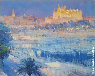 Alex Hook Krioutchkov: 'palma de mallorca xxvii', 2022 Oil Painting, Cityscape. Painting. Oil on canvas. 81x65x2cm. One of a kind. Signed. Painted borders.  No frame is required. This work will ship flat in a sturdy, well- protected cardboard box. ...