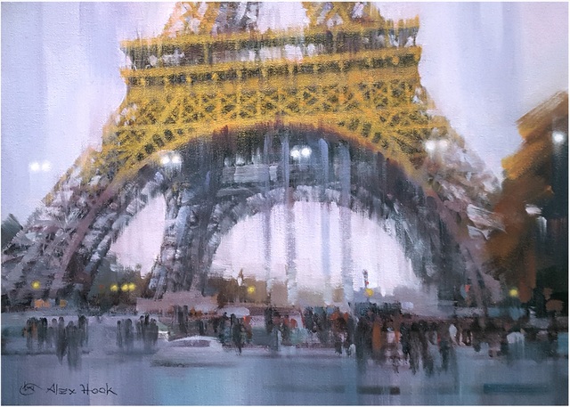 Alex Hook Krioutchkov  'Paris Sunset', created in 2018, Original Painting Oil.