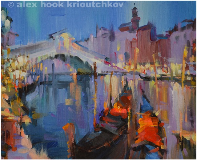 Alex Hook Krioutchkov  'Venice At Night Ii', created in 2017, Original Painting Oil.