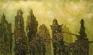 Alexandr Ivanov: 'magic city', 2015 Oil Painting, Fantasy.       fantastic landscapeNZ materialized magical powers were transformed into complex architectural structures         ...