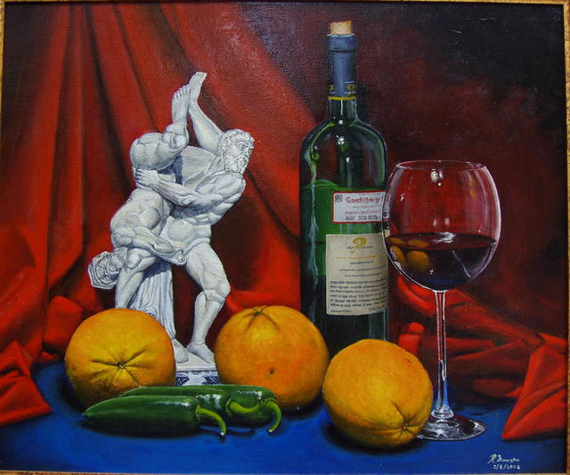 Artist Alex Mirrington. 'Peppers And Oranges' Artwork Image, Created in 2006, Original Painting Acrylic. #art #artist