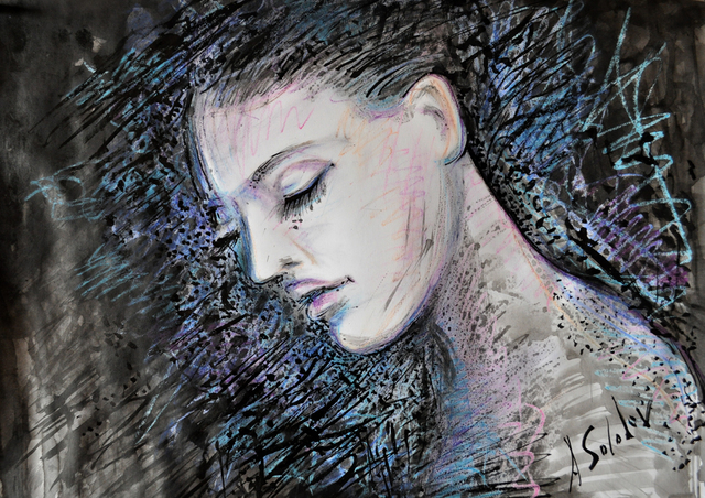 Artist Alex Solodov. 'Angela' Artwork Image, Created in 2014, Original Painting Ink. #art #artist