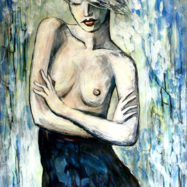 Alex Solodov: 'Grace', 2014 Acrylic Painting, nudes. Artist Description:  Original acrylic painting in impressionistic pop art style. Portrayed of a young woman dancing. Inspired by fashion photography. Acrylic and oil pastel on archival fine art paper. Signed by the artist on the front. Artist - Alex Solodov mostly paints in sumi- e and color ink wash painting techniques, ...