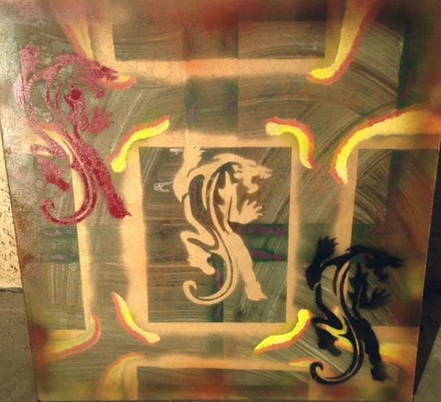 Alfredo Garcia  'Mixed Media Abstract Post Modern Art By Alfredo Garcia Dragon Tiger 2', created in 2014, Original Mixed Media.