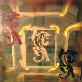 Mixed Media Abstract Post Modern Art By Alfredo Garcia Dragon Tiger 2 By Alfredo Garcia