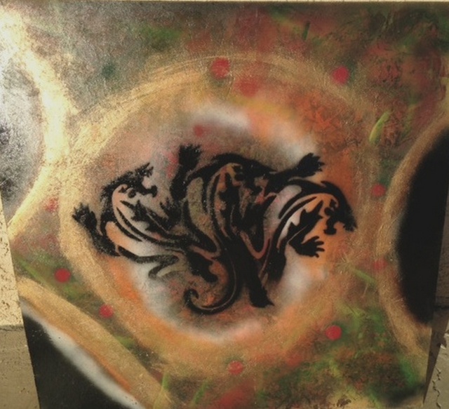 Alfredo Garcia  'Mixed Media Abstract Post Modern Art By Alfredo Garcia Dragon Tiger 4', created in 2014, Original Mixed Media.