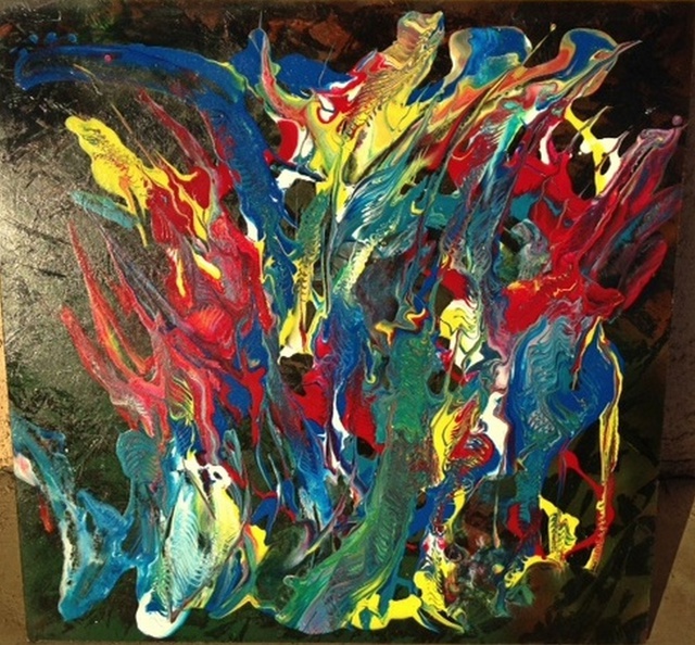 Alfredo Garcia  'Mixed Media Abstract Post Modern Art By Alfredo Garcia Flames Of Disaster', created in 2014, Original Mixed Media.