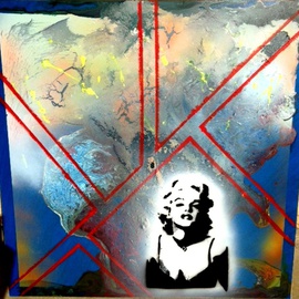 Mixed Media Abstract Post Modern Art By Alfredo Garcia The Blond Bombshell 4, Alfredo Garcia