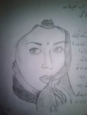 Ali Aftab: 'hand made sketch of a village girl', 2015 Artistic Book, undecided.  i draw this sketch. i m not a artist but natrully i can draw any sketch. ...
