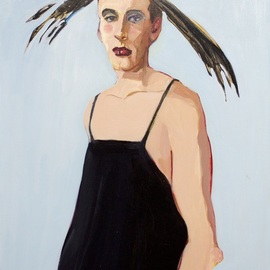 Alice Murdoch: 'david', 2020 Oil Painting, Figurative. Artist Description:  it s a feather hat  Alice said correcting someone who thought it was hair on David s head. ...