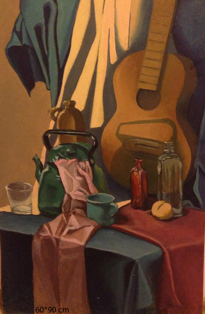 Alina Krasilnikova  'Still Life With Guitar And Cloth', created in 2011, Original Painting Oil.
