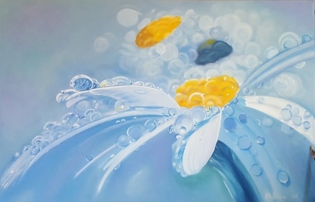 Alla Alevtina Volkova  'Original Chamomile Flower', created in 2015, Original Painting Oil.