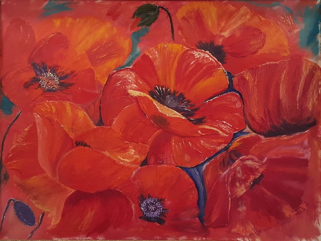 Artist Alla Alevtina Volkova. 'Red Poppies Fine Art' Artwork Image, Created in 2015, Original Painting Oil. #art #artist