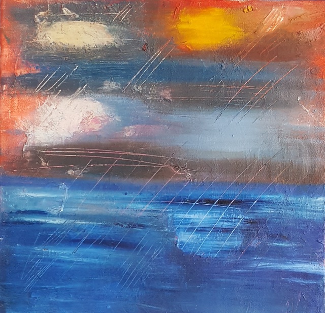 Alla Alevtina Volkova  'Sun Over The Rain Sea', created in 2015, Original Painting Oil.
