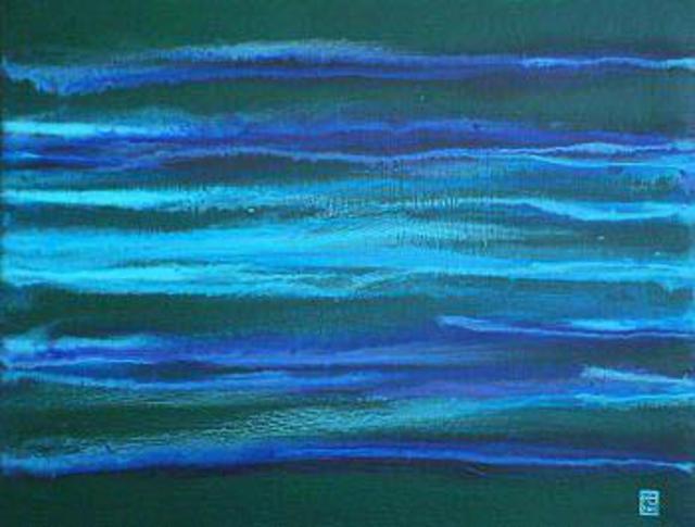 Harry Bayley  'Colour Bleed Green Purple Blue', created in 2003, Original Painting Acrylic.