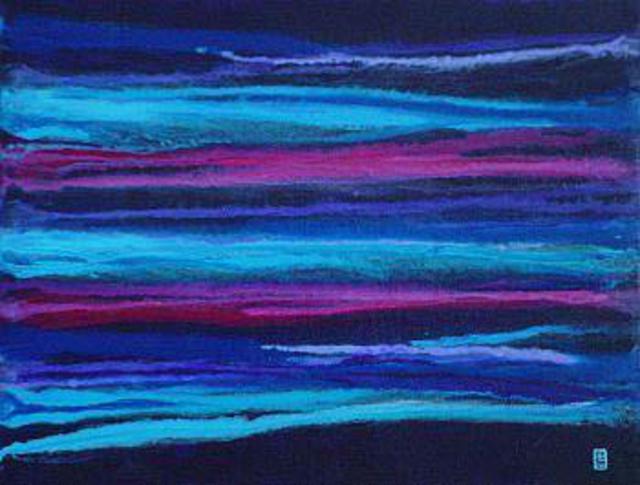 Artist Harry Bayley. 'Colour Bleed Neon Blue Pink' Artwork Image, Created in 2003, Original Painting Acrylic. #art #artist